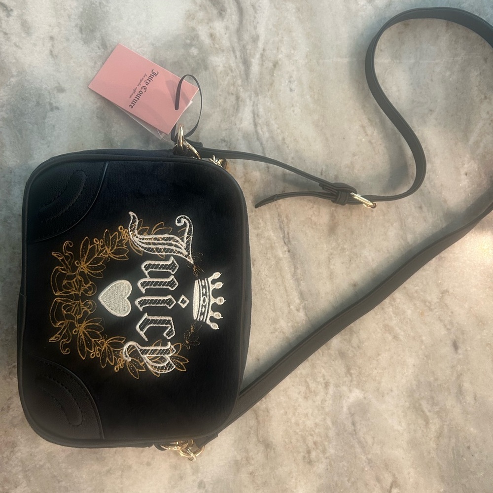 Juicy Couture Black Crossbody Bag with Gold Embellishments